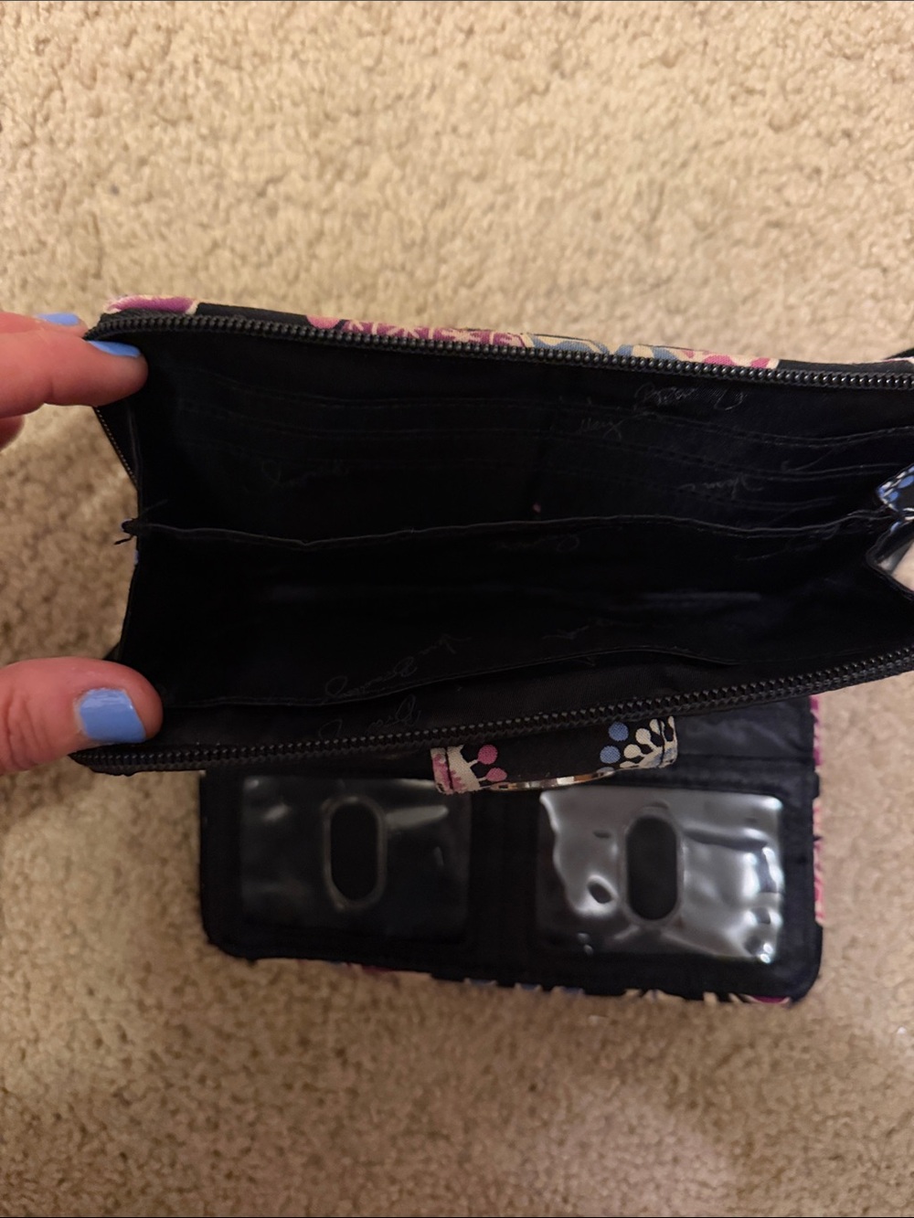 Vera Bradley Black Floral Quilted Wallet - Picture 3 of 4
